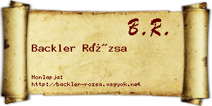 Backler Rózsa névjegykártya